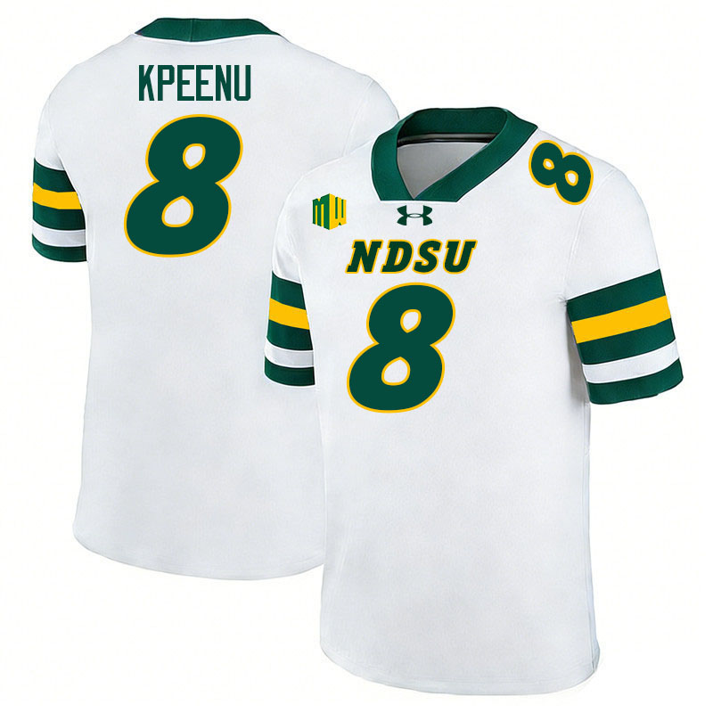 North Dakota State Bison #8 Barika Kpeenu College Football Jerseys,Uniforms-White